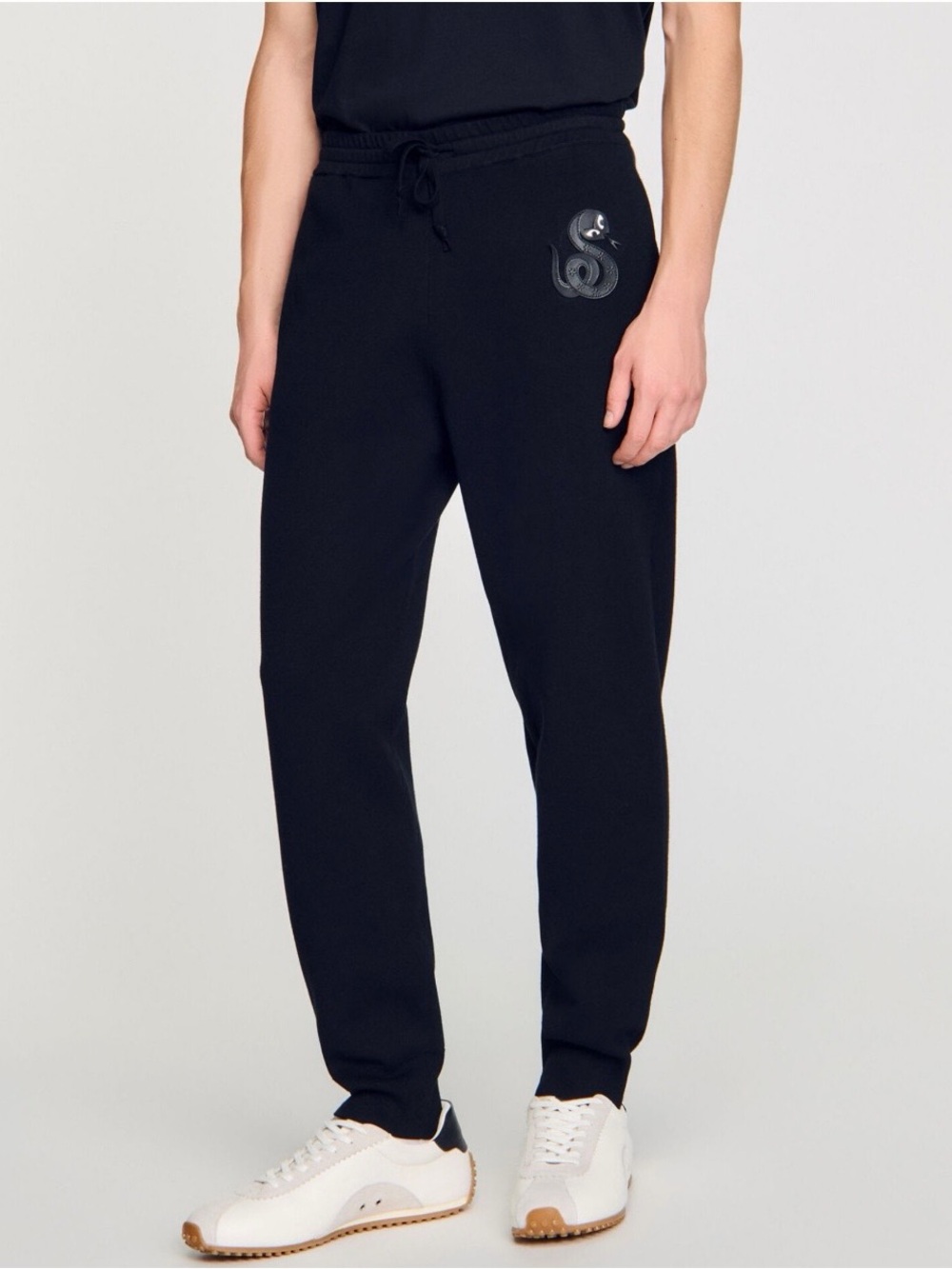 Sandro Men's Black Joggers Sweatpants with Dragon Detail Size XL NWT
